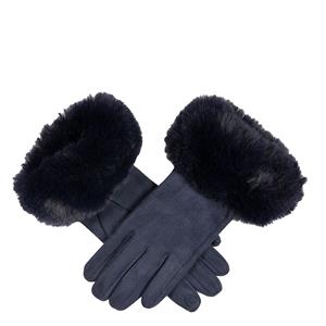 Dents Women’s Touchscreen Faux Suede Gloves with Faux Fur Cuffs